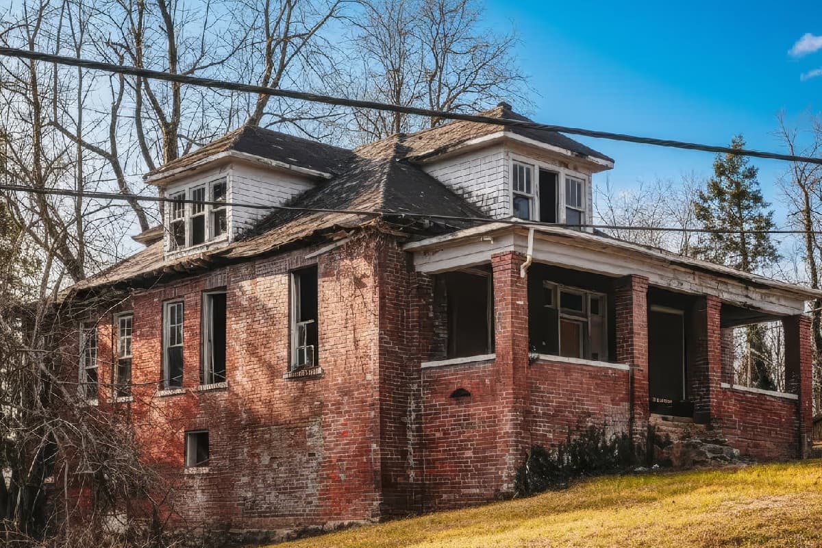 The same house under a clear blue sky, nothing else moved