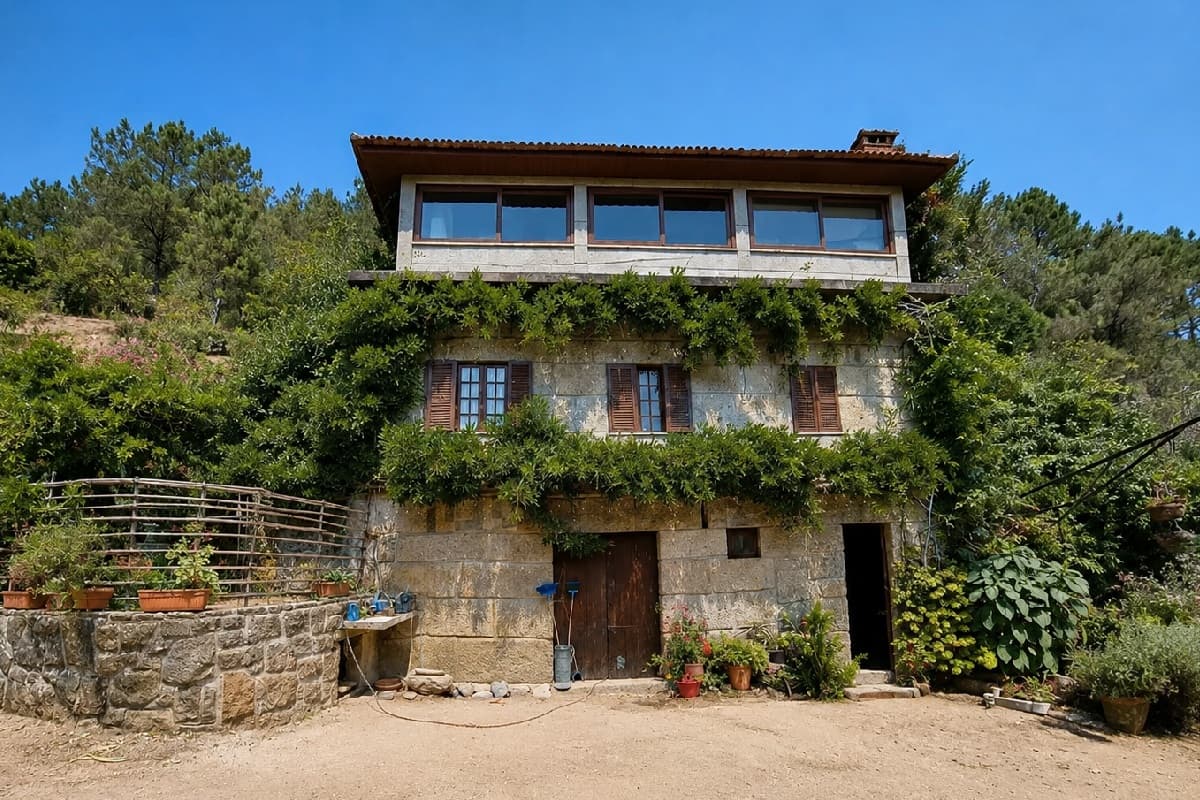 The same house with straighter walls and a clear sky